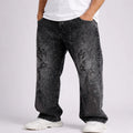 Black shaded Tribal Print Wide-Leg Baggy Jeans for Men